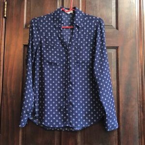 Long sleeve button down sheer top